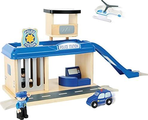 small foot wooden toys Police Station Playset Complete with All Accessories Designed for Kids Age... | Amazon (US)