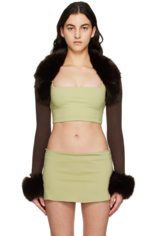 Brown Bolero Faux-Fur Cardigan | SSENSE