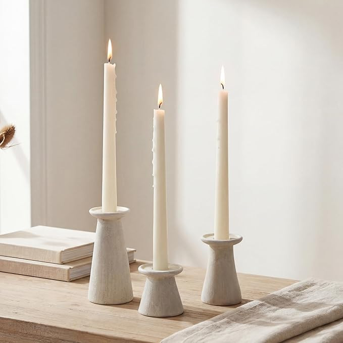 LemonRoad Set of 3 Terracotta Taper Candle Holders 2" 3.75" 5" Height Decorative Taper Candlehold... | Amazon (US)