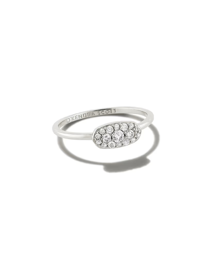 Grayson Silver Band Ring in White Crystal | Kendra Scott
