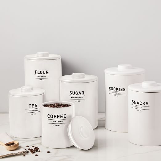 Utility Stoneware Kitchen Canisters - White | West Elm (US)