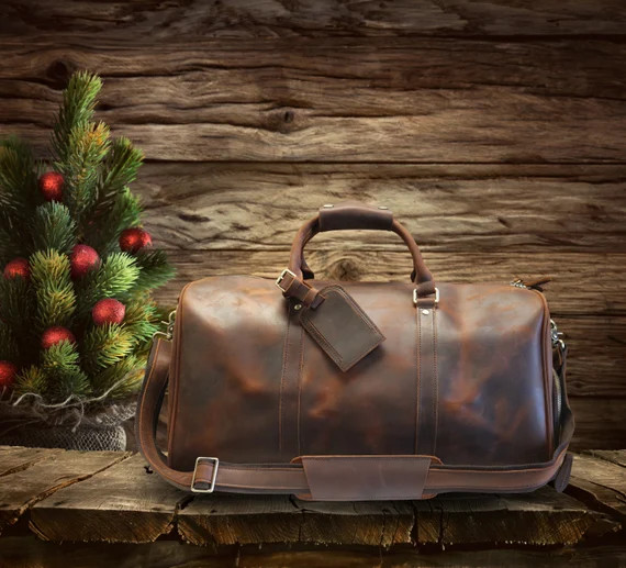 Leather Duffle Bag Christmas Gift Large Travel Bag Mens | Etsy | Etsy (US)