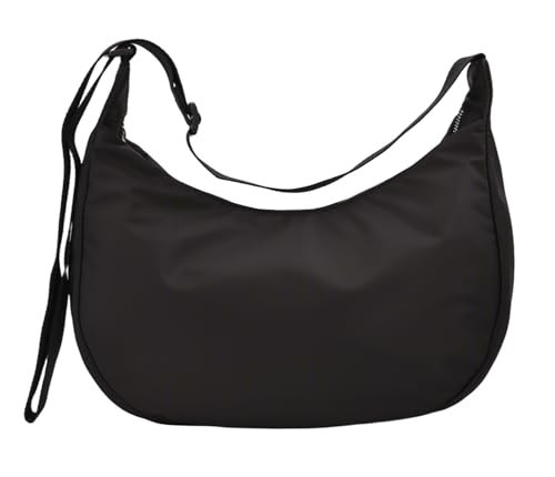 Vinavo Medium Black Nylon Crescent Bag, Crescent Crossbody Bags for Women, Shoulder Bag with Adjustable Strap, Moon Shape, with Zippers & Interior Pocket | Amazon (US)