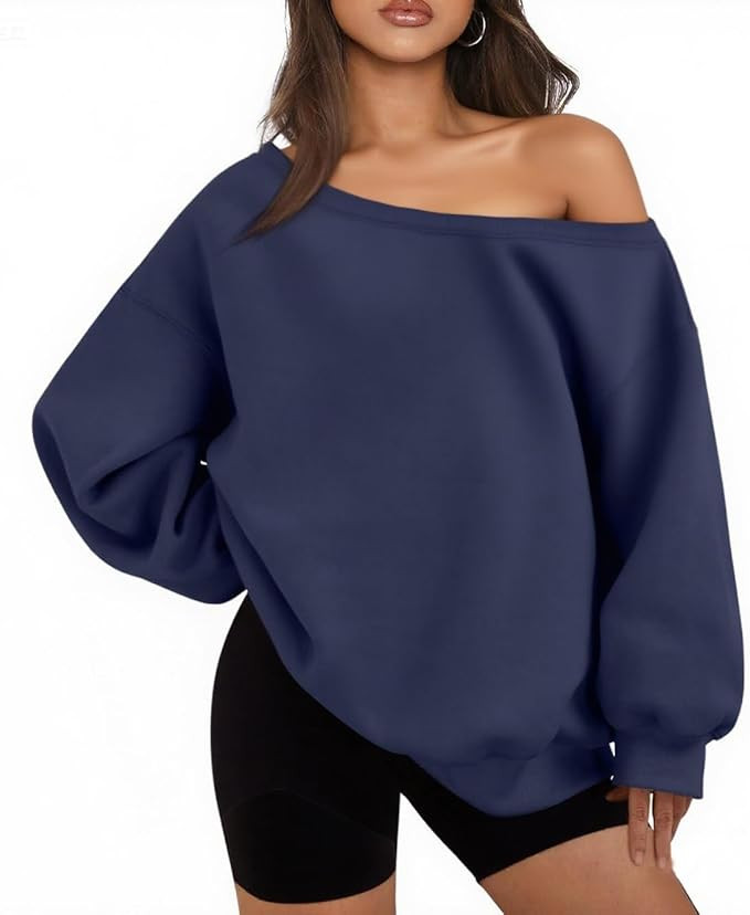 LACOZY Womens Off Shoulder Sweatshirt Oversized Fleece Lined Drop Shoulder Long Sleeve Pullover T... | Amazon (CA)