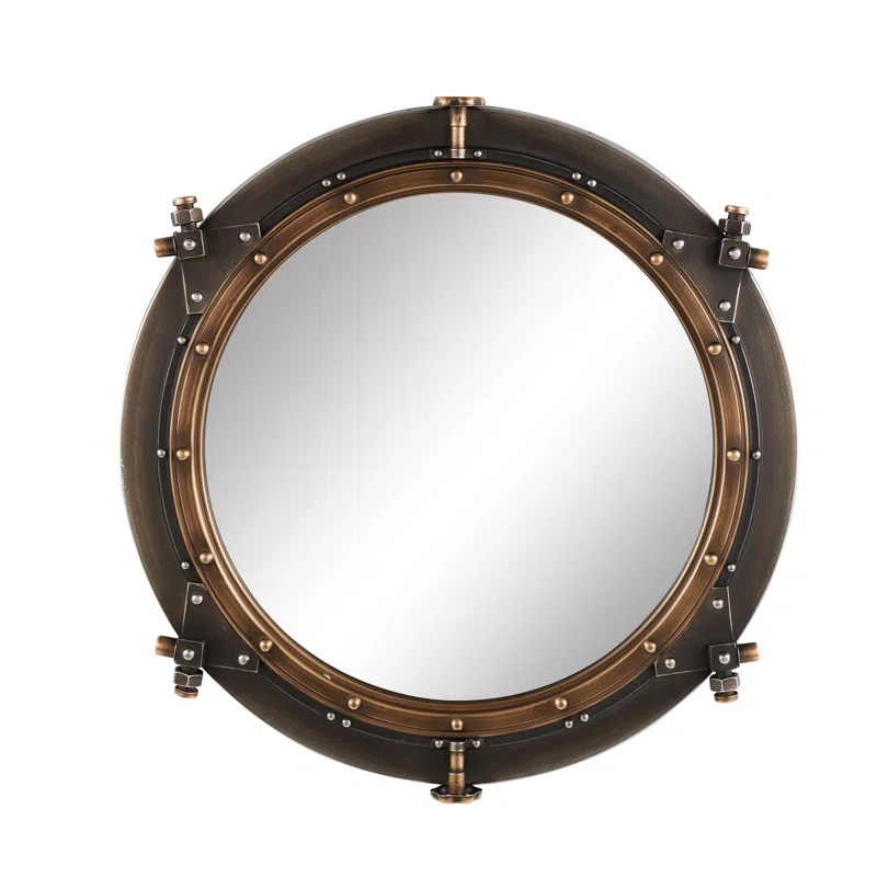Winston Porter Cole And Grey Metal Room Wall Mirror With Gold Inner Rim And Silver Accents | Wayf... | Wayfair North America