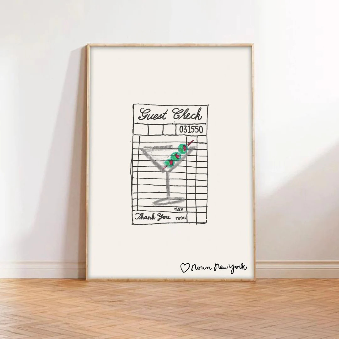 Martini Guest Check Art Print - Etsy | Etsy (US)