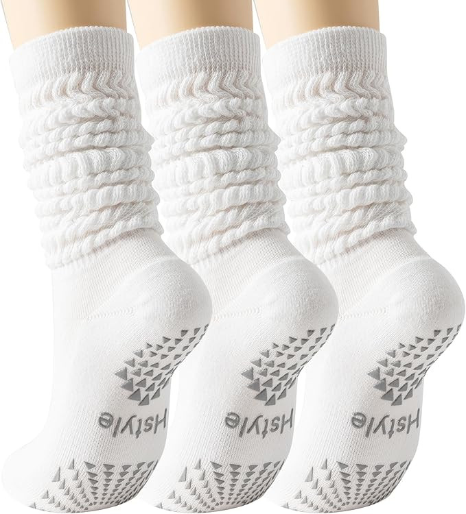 Hstyle Grip Pilates Socks for Women, Slouch Scrunch Yoga Barre Socks for Hospital Workout | Amazon (US)