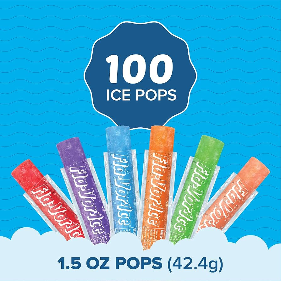 Fla-Vor-Ice Popsicle Variety Pack of 1.5 Oz Freezer Bars, Assorted Flavors, 100 Count | Amazon (US)