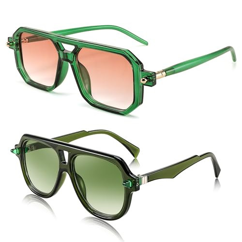 FEISEDY Vintage Square 70s Flat Aviator Sunglasses Women Men B2622 + B0030 | Amazon (US)