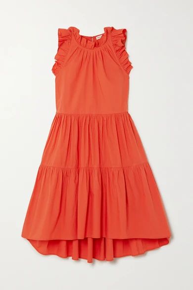 Ulla Johnson - Tamsin Ruffled Tiered Cotton Dress - Coral | NET-A-PORTER (US)