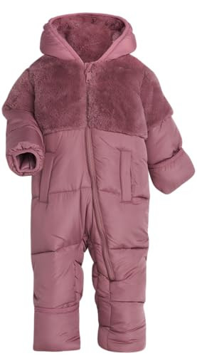 DKNY Girl's Snowsuit - Cozy Soft Girl's One Piece Jumpsuit with Polar Fleece Lining- Cute Winter Baby Girls Clothes (12-24M), Size 18M, Dark Dusty Rose | Amazon (US)