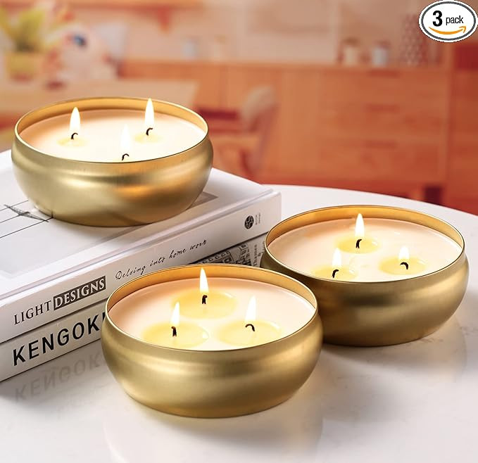 Citronella Candles Outdoor and Indoor, 3-Wick Scented Candles Gift Set of 3 x 14 oz, Natural Soy ... | Amazon (US)
