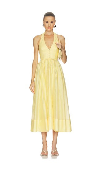 Camila Coelho Lino Midi Dress in Yellow. - size XS | Revolve Clothing (Global)