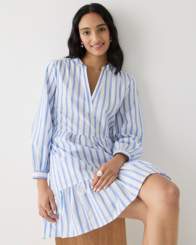 Tiered cotton poplin mini dress in Barrie stripe | J. Crew US