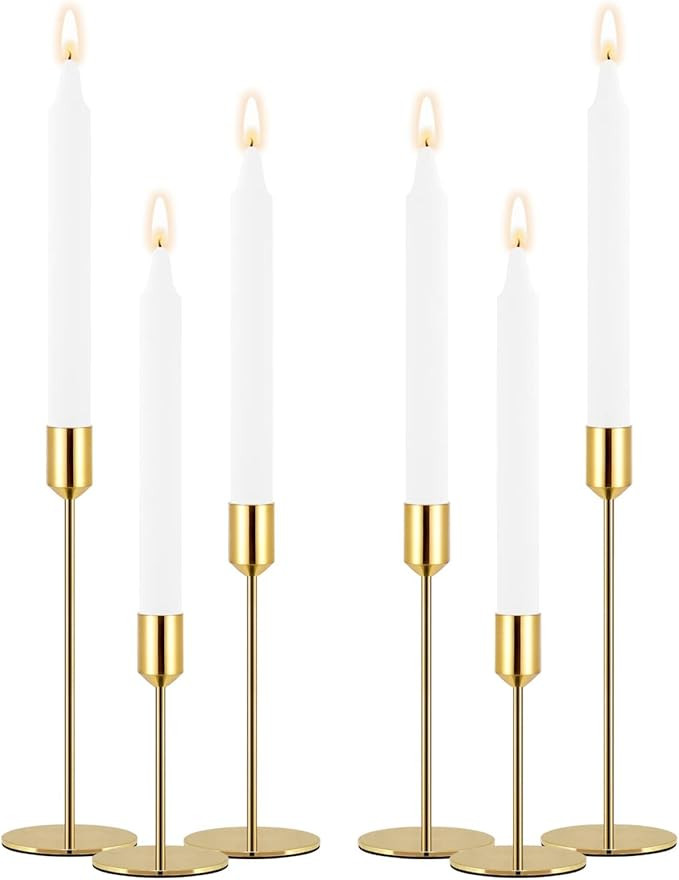 Rozrety Gold Candle Holder Candlestick Holders Set of 6 Taper Candle Holders, Decorative Metal Ca... | Amazon (US)