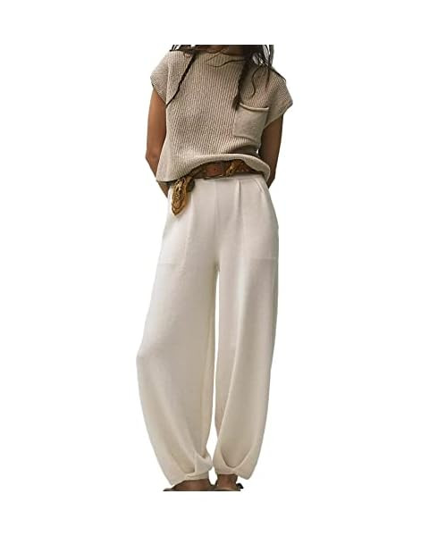 ANRABESS Women's Two Piece Outfits Sweater Sets Knit Pullover Tops and High Waisted Pants Tracksu... | Amazon (US)