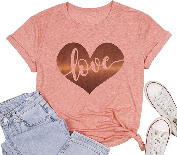 LUKYCILD Valentines Day Shirt Women Buffalo Plaid Love Heart T-Shirt Short Sleeve Cute Graphic Pr... | Amazon (US)
