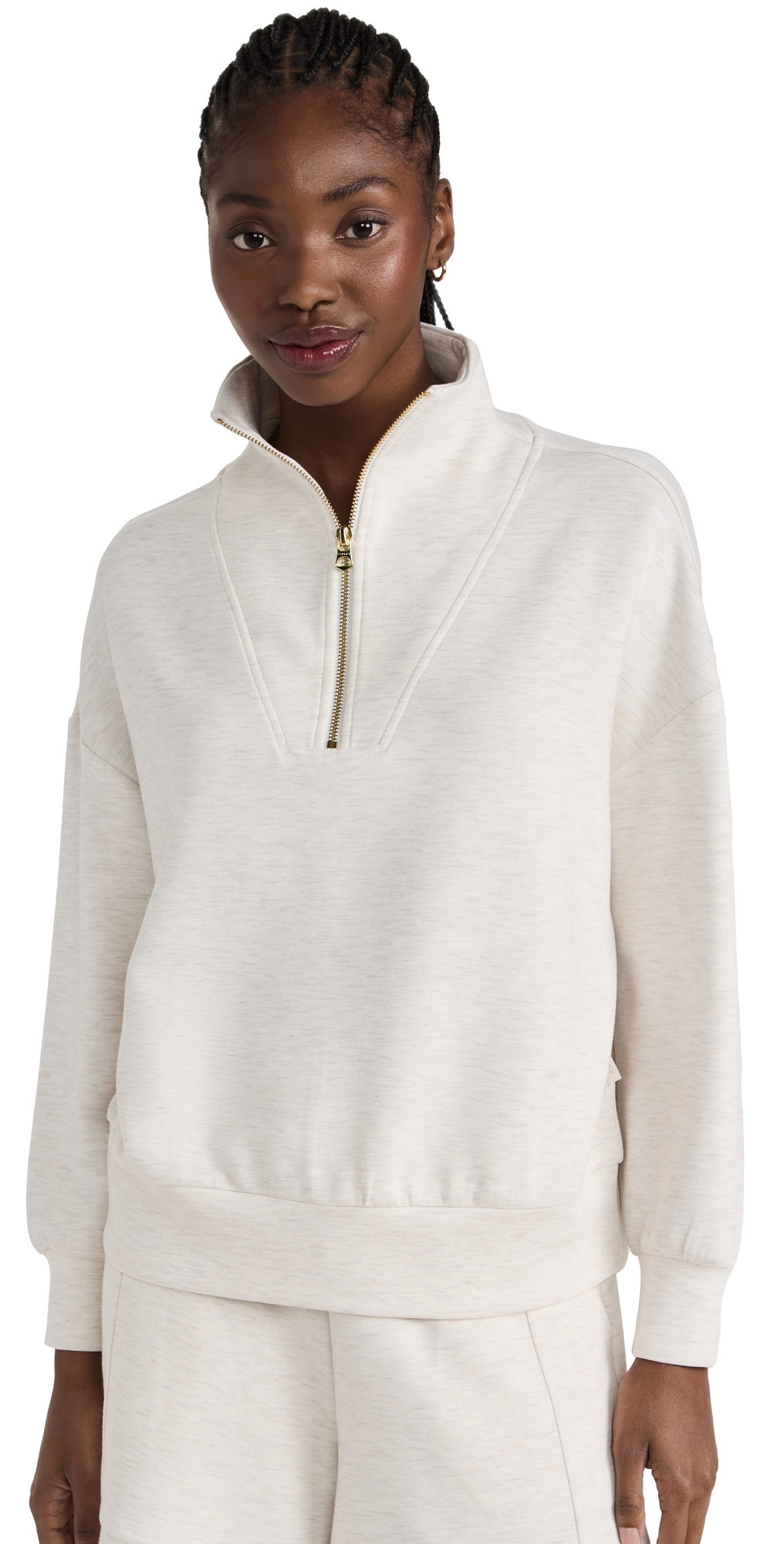 Varley Hawley Half Zip Sweater Ivory Marl L | Shopbop