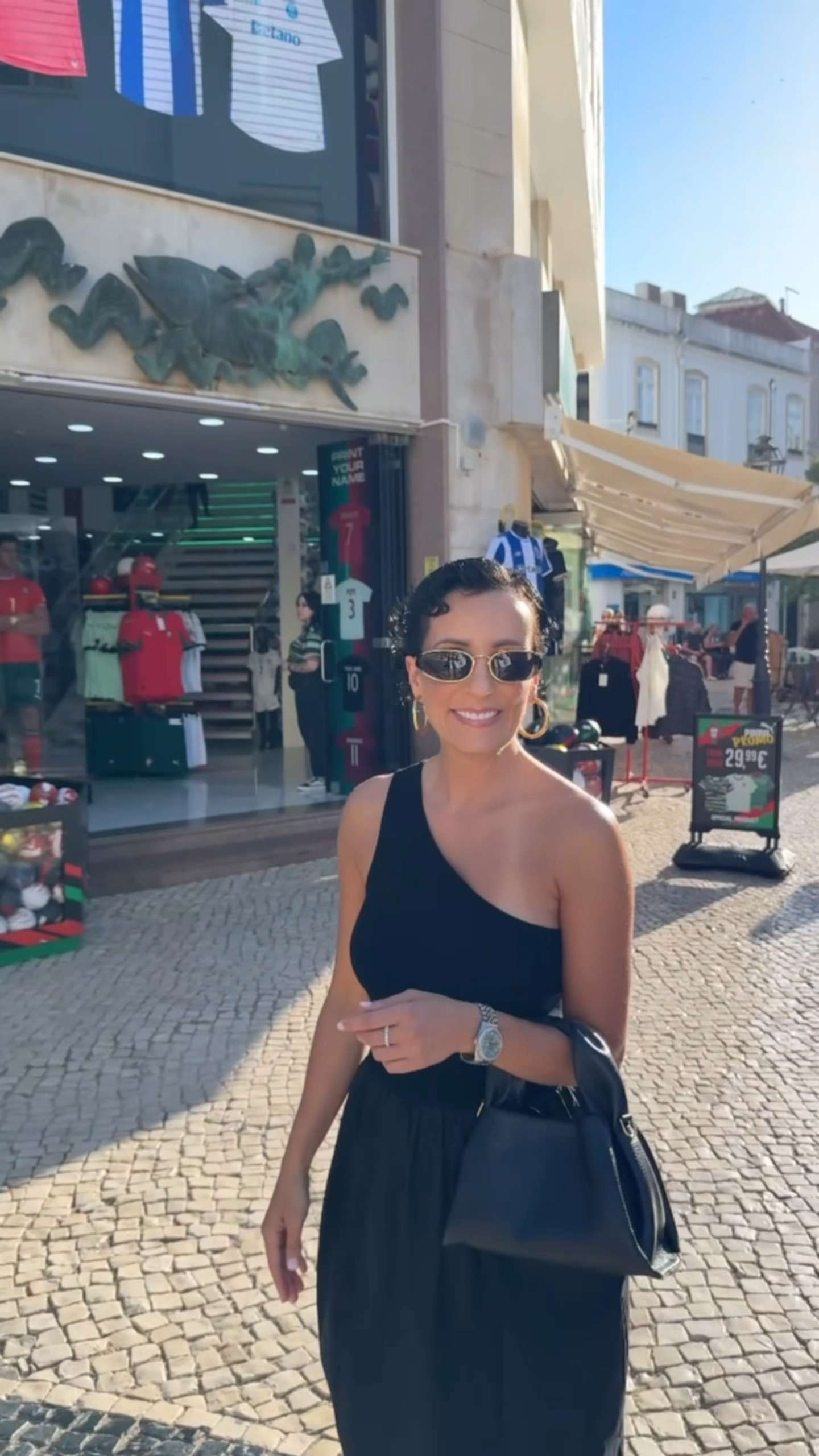 Throwback to wandering my hometown in southern Portugal 🇵🇹
Wearing my favourite one-shoulder black dress, neutral accessories, and sunnies I can’t stop wearing.
Such a simple look, but it felt so me. 

 #LTKStyleTip #LTKTravel