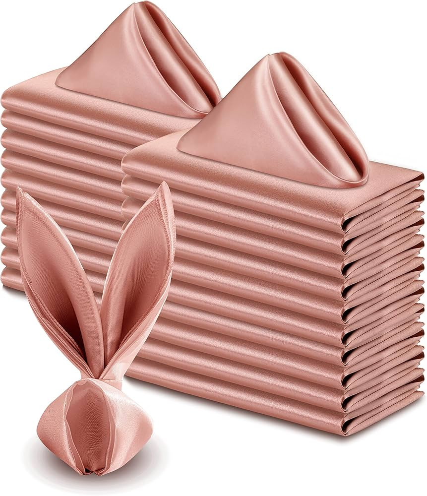 VACVELT 50 Pack Rose Gold Satin Napkins 20x20 Inch Wedding Napkins Bulk, Decorative Elegant Dinne... | Amazon (US)