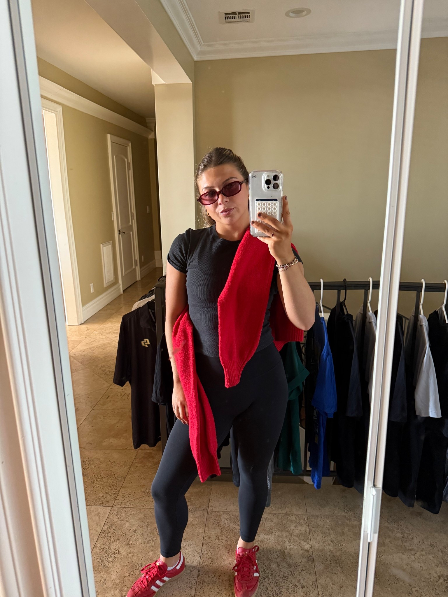 home gameday fit!
GO DAWGS!!
red sweater
black t shirt 
skims shirt 
black leggings 
lululemon leggings 
no front seam leggings 
red shoes
red sambas 
sambas 

#LTKPetite #LTKootd