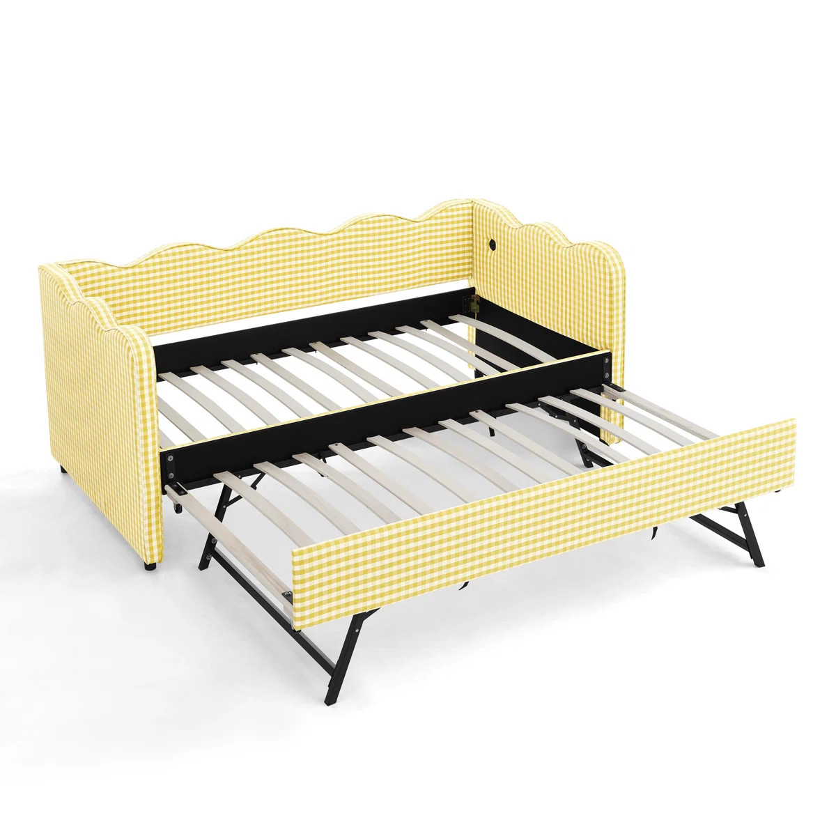 August Grove® Cozy Gingham Daybed with USB Port and Adorable Wave Shaped | Wayfair | Wayfair North America