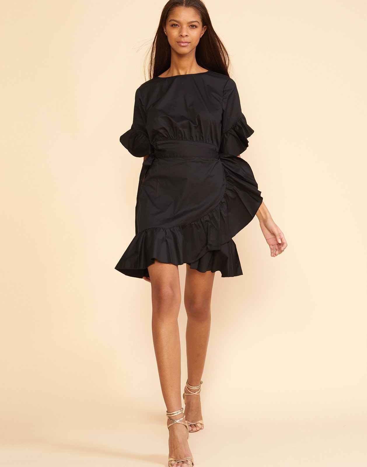 Black Wallflower Ruffle Wrap Dress | Cynthia Rowley