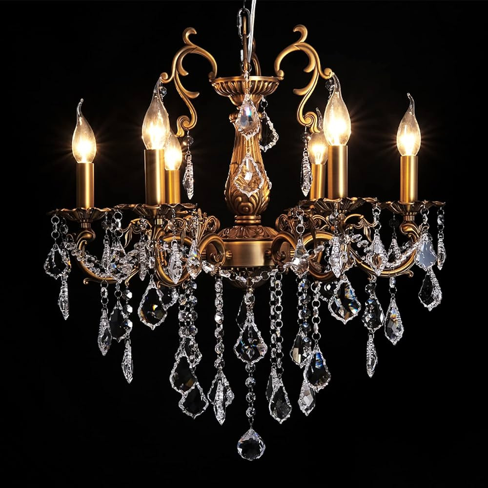 Crystal Chandeliers Contemporary Chandelier 6 Lights Island Lighting Candle Pendant Ceiling Light... | Amazon (US)