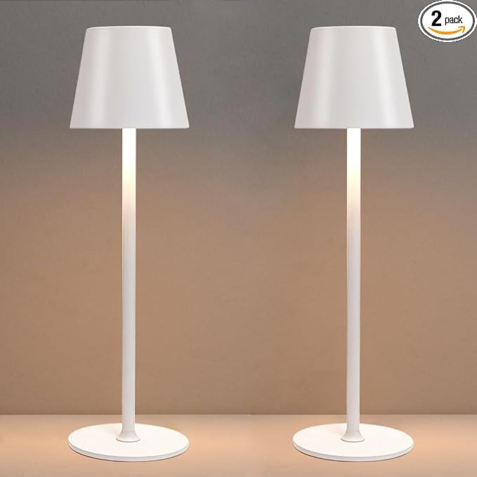 LED Cordless Table Lamps Set of 2,Portable Rechargeable 5000mAh Outdoor Table Lamp,3 Color Steple... | Amazon (US)