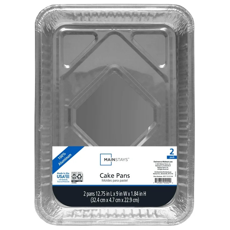 (4 pack) Mainstays Aluminum Foil Cake Pans 13" x 9" 2 Count - Walmart.com | Walmart (US)