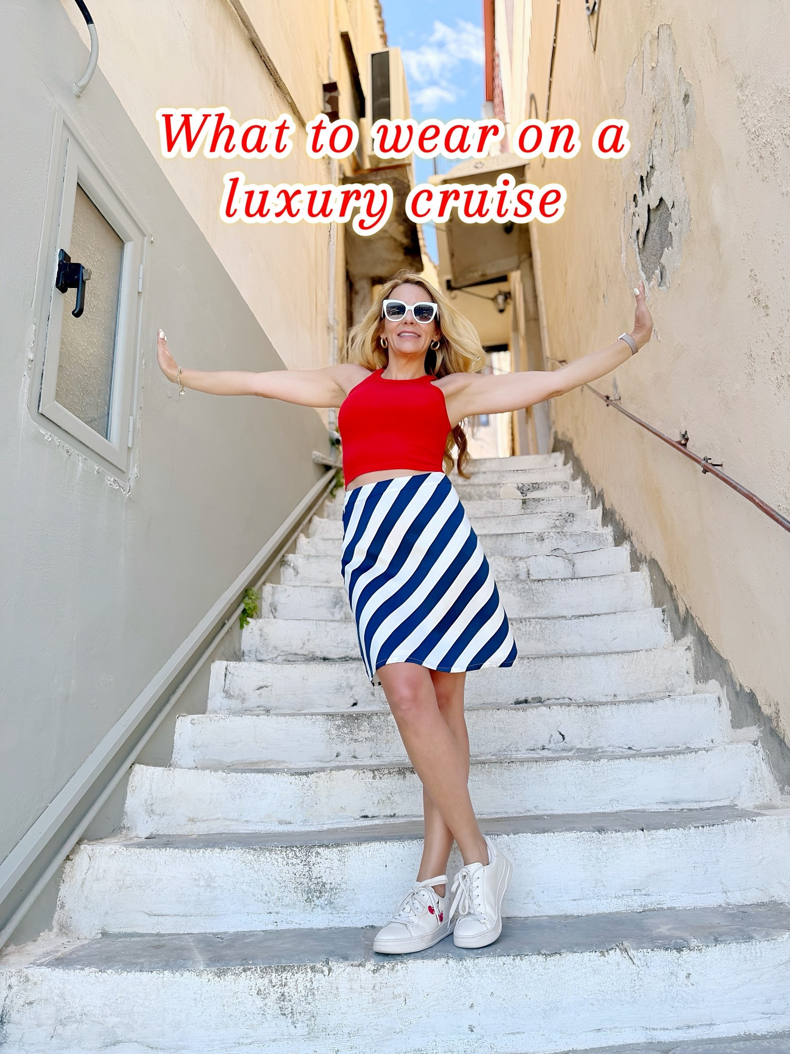 This is my go-to cruise outfit.
✔️ Comfy enough to walk all day
✔️ Polished enough for a luxury ship
✔️ Light, breathable, and flattering

The nautical stripes + red pop = classic summer style that always works.
Perfect for port towns, warm-weather getaways, or European vacations.

#LTKSummerEdit #LTKStyleTip #LTKTravel
