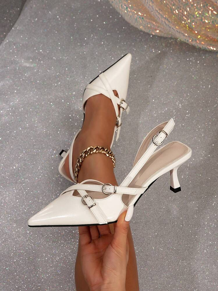 Europese En Amerikaanse Stijl Puntige Neus Hoge Hakken Schoenen Voor Dames, Schoenen Met Dubbele Riemgesp, Metalen Stud Decoratie, Rockmuziekfestival Punkstijl Pompen
4.92
(1000+)
 | SHEIN