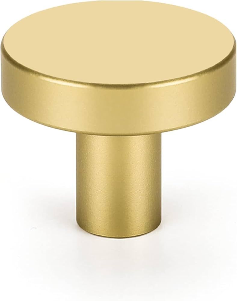 homdiy 10 Pack Gold Drawer Knobs Round Brushed Brass Kitchen Cabinet Knobs Metal Dresser Knobs Ca... | Amazon (US)