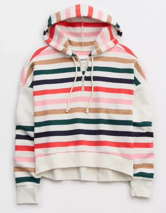 Aerie Restart Quarter Zip Cropped Hoodie | American Eagle Outfitters (US & CA)