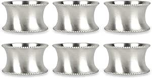DII Decorative Assorted Silver Napkin Ring Set, One Size, Beaded Silver, 6 Count | Amazon (US)