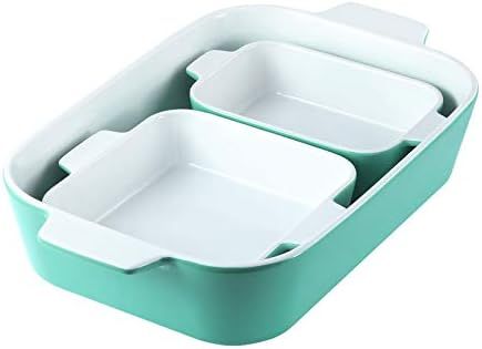 HAPPY KITCHEN 3-Piece Ceramic Baking Dish, Thick Bakeware Set, Most Premium Quality and Eco-Frien... | Amazon (US)