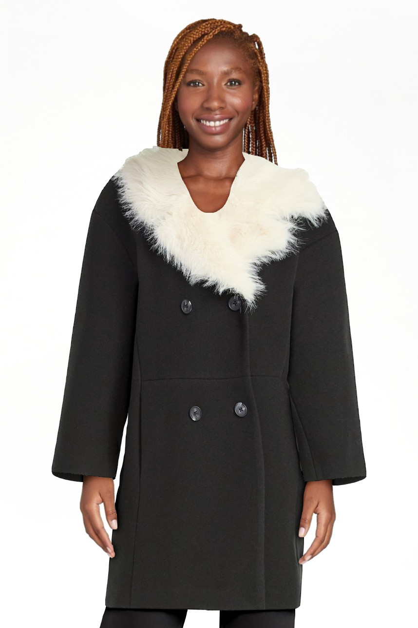 Scoop Women's and Women's Plus Oversized Faux Fur Collar Coat, Heavyweight, Sizes XS-4X | Walmart (US)