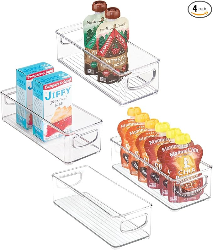mDesign Plastic Stackable Small Organizing Bin Kitchen Pantry Cabinet, Refrigerator, Freezer Food... | Amazon (US)