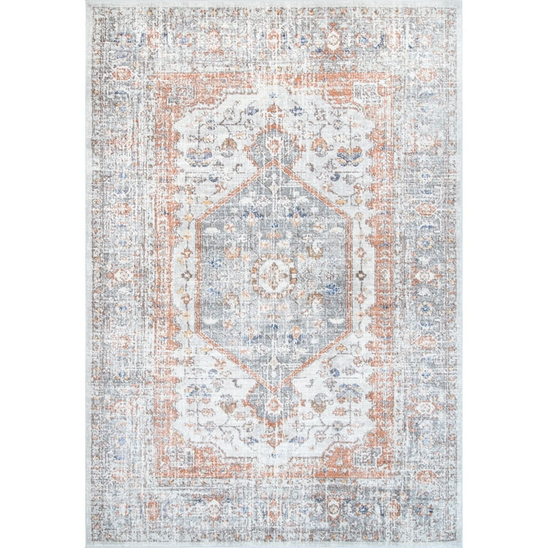nuLOOM Vintage Jacquie Floral Area Rug, 9' x 12', Silver | Walmart (US)