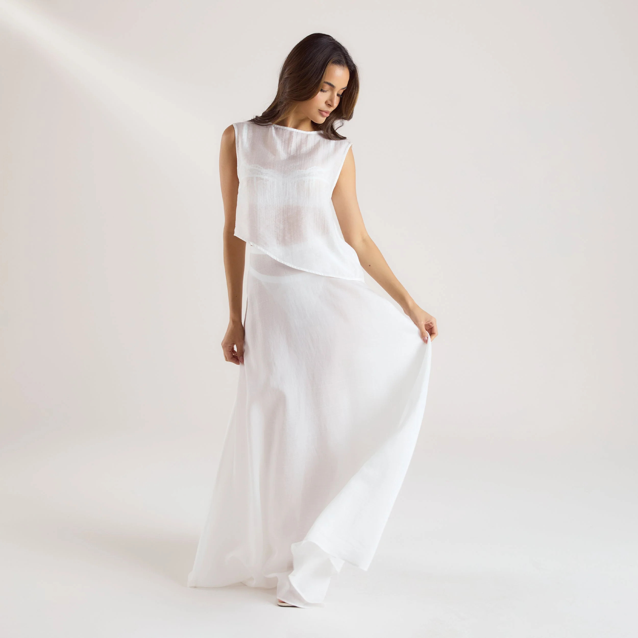 Sheer Maxi Skirt - White | Lounge UK