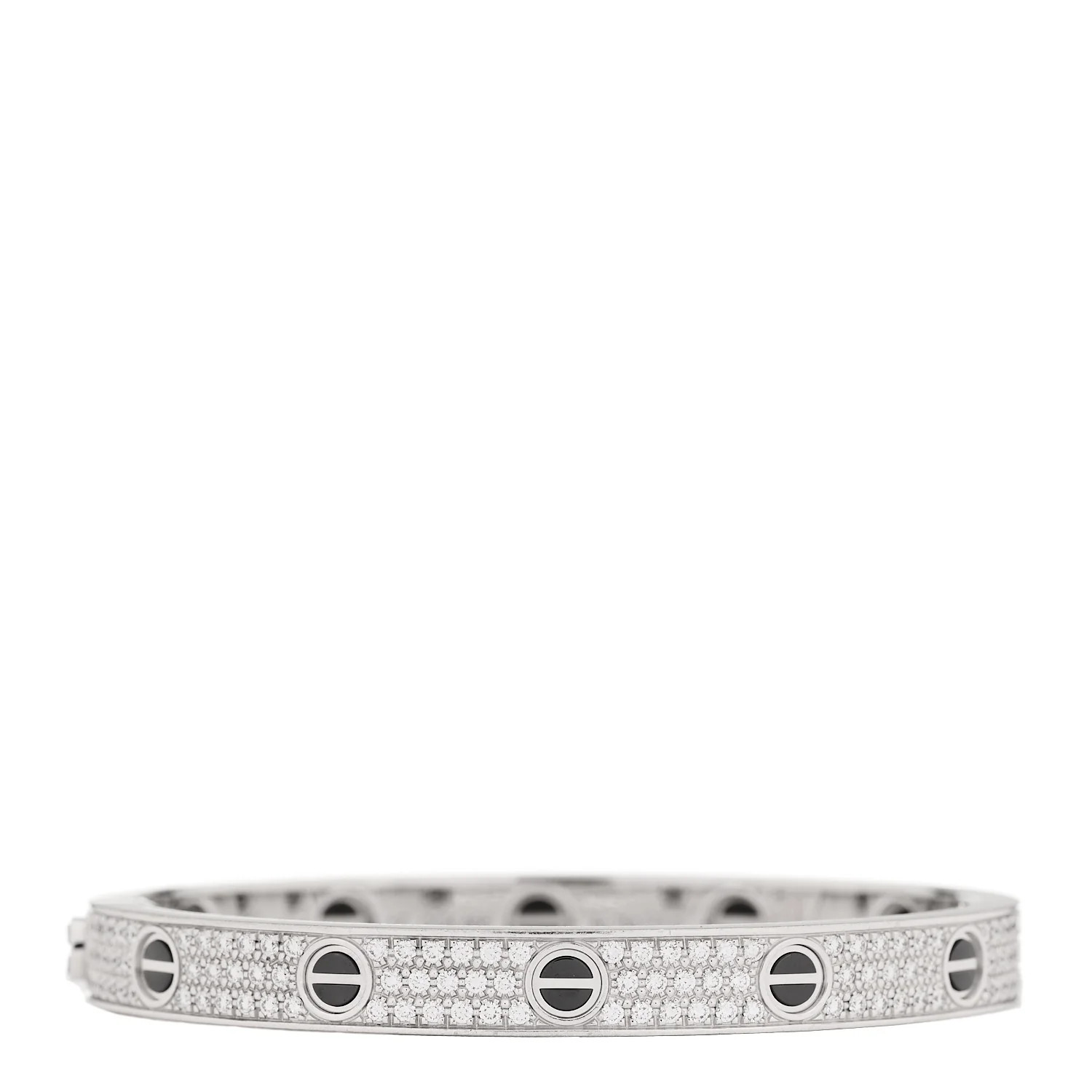 Cartier 18K White Gold Diamond Ceramic LOVE Paved Bracelet 17 1731237 | FASHIONPHILE (US)