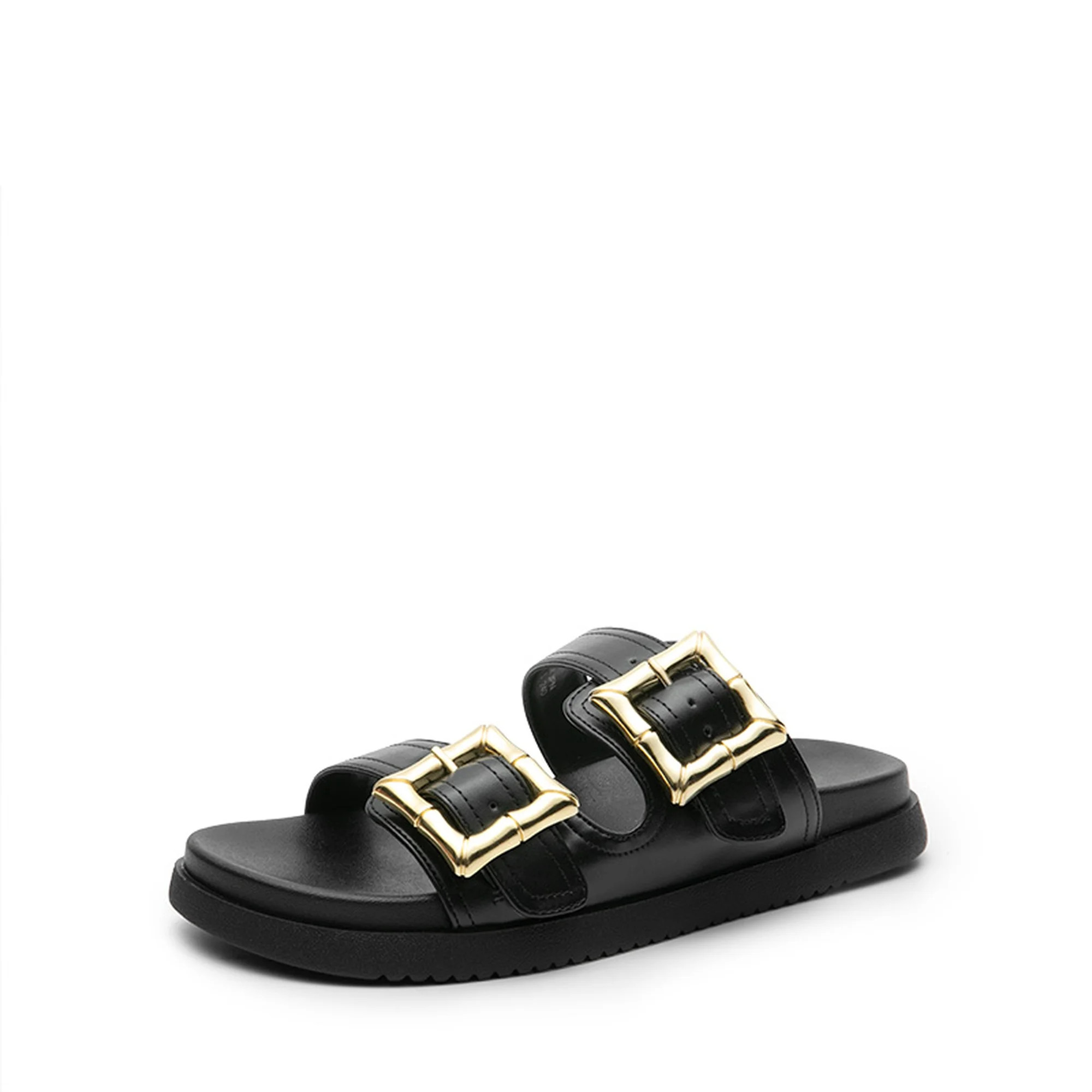 Dream Pairs Women’s Buckle Slide Sandals – Vegan Leather Flatform Sandals with Supportive Foo... | Walmart (US)