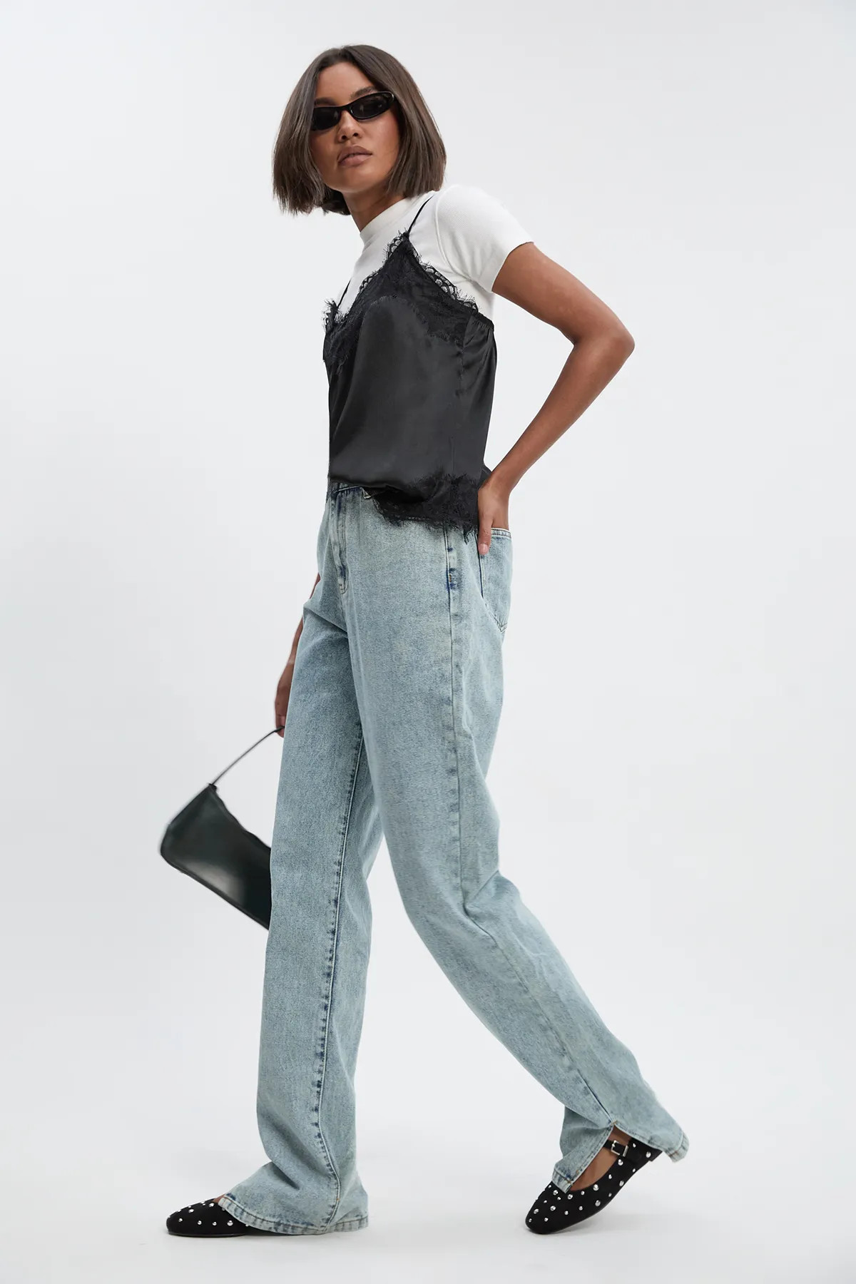 Tall Basic High Waist Split Hem Straight Leg Jean | boohoo (US & Canada)