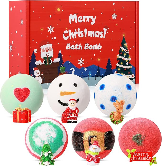 Amazon.com: 6 Pack Christmas Bath Bombs Set with 6 Pcs Surprise Toys Inside Xmas Bubble Bath Bomb... | Amazon (US)