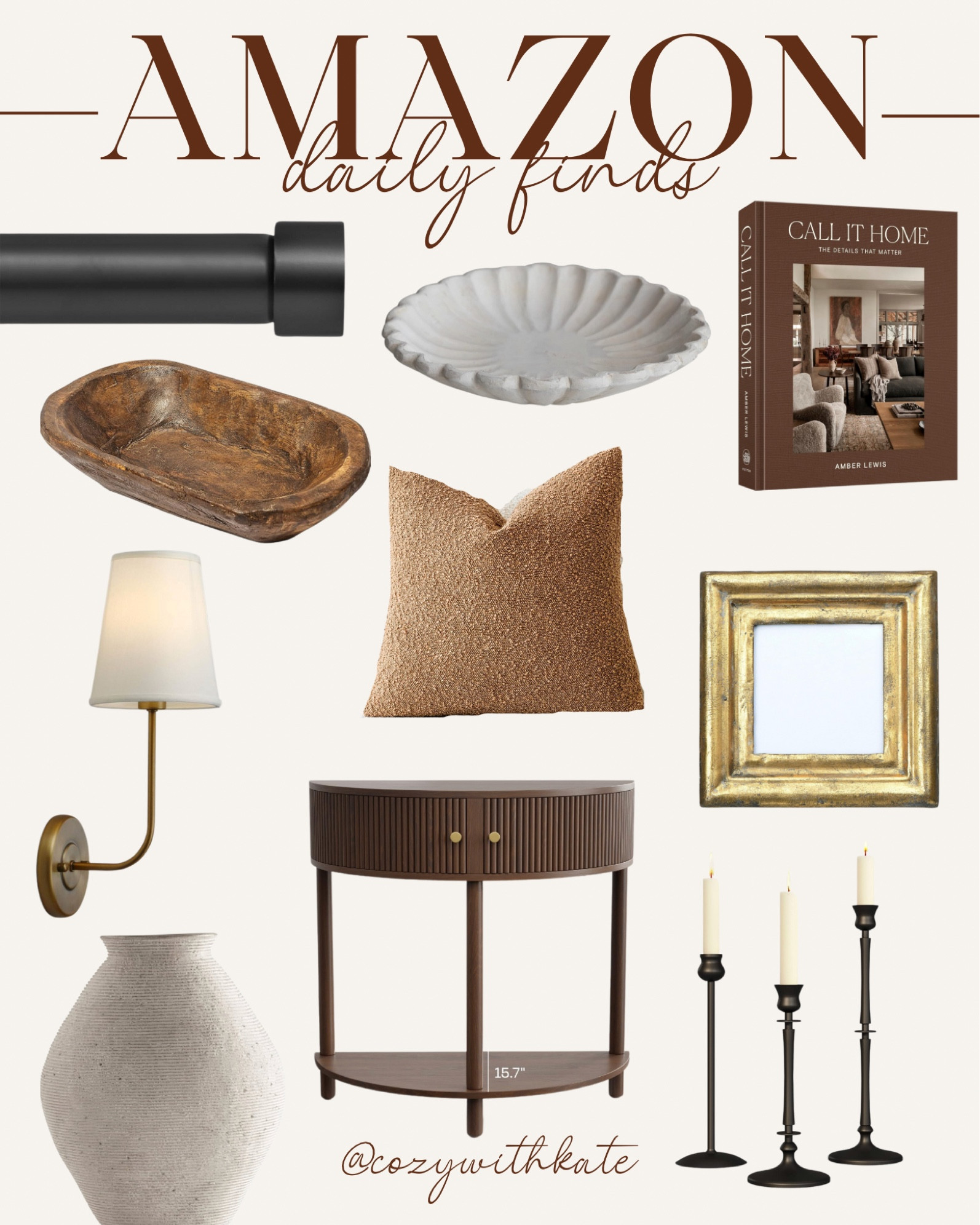 Amazon daily finds! 

Light sconce | entryway table | gold picture frame | candle sticks | vase | curtains rod | dough bowl | coffee table book | pillow cover | 

#LTKhome #LTKfindsunder100 #LTKsalealert