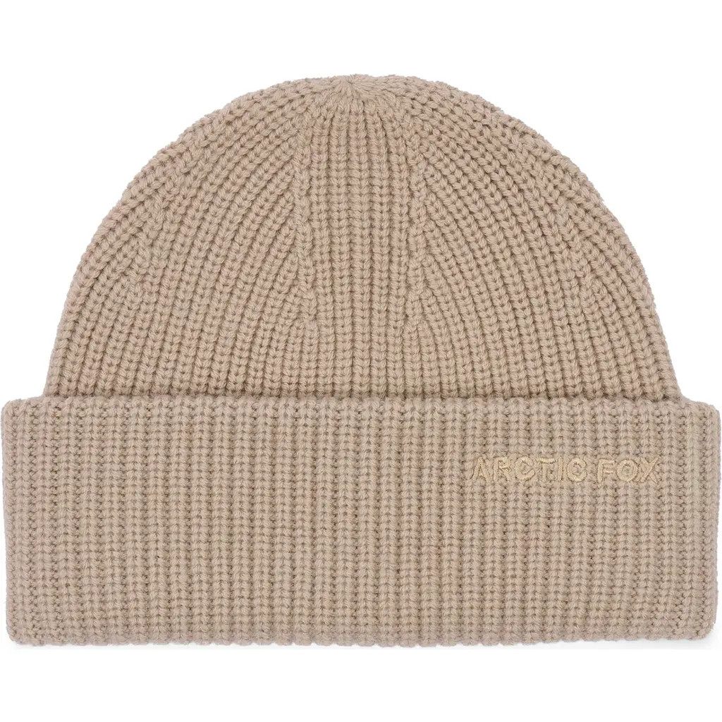 Arctic Fox & Co The Embroidered Merino Wool Beanie in Soft Taupe at Nordstrom Rack | Nordstrom Rack