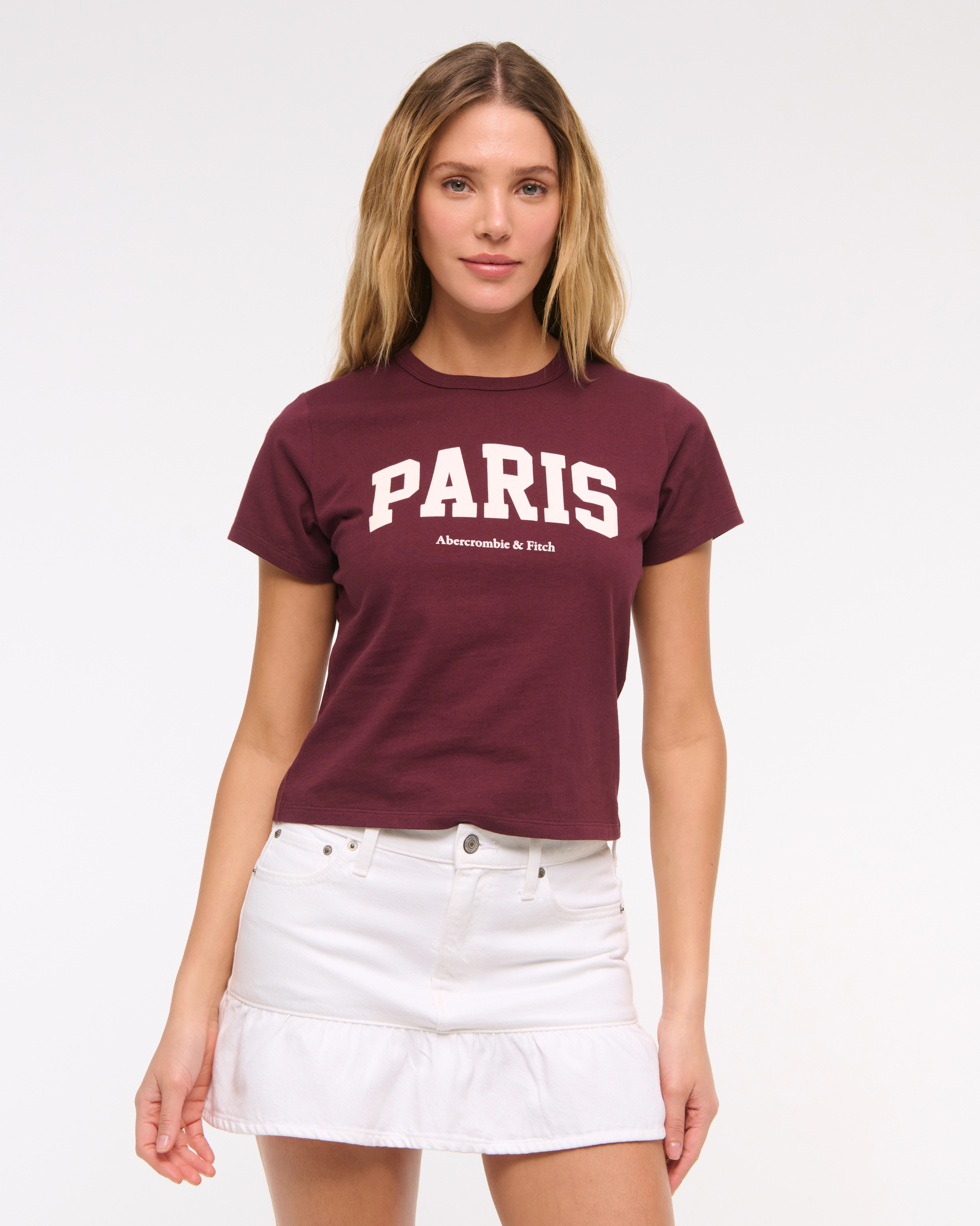 Mid Rise Drop-Waist Ruffle Denim Mini Skirt | Abercrombie & Fitch (US)