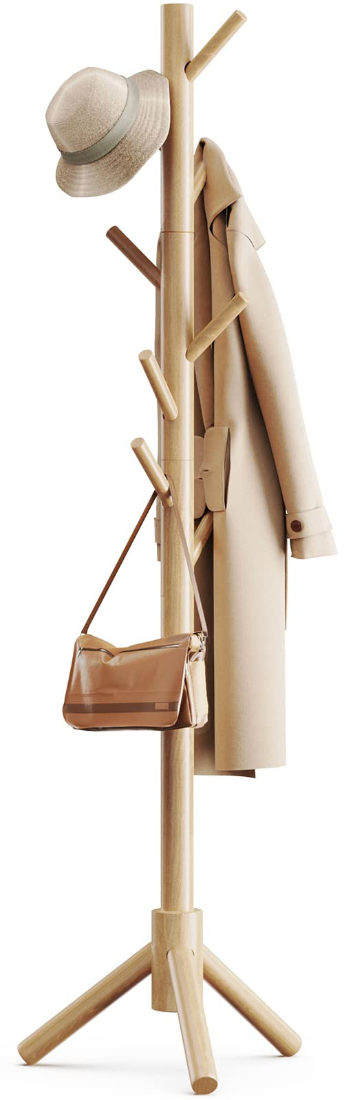 Pipishell Coat Rack Sturdy Wooden Coat Rack Stand, Adjustable Coat Tree, Free Standing Tree Hange... | Amazon (US)