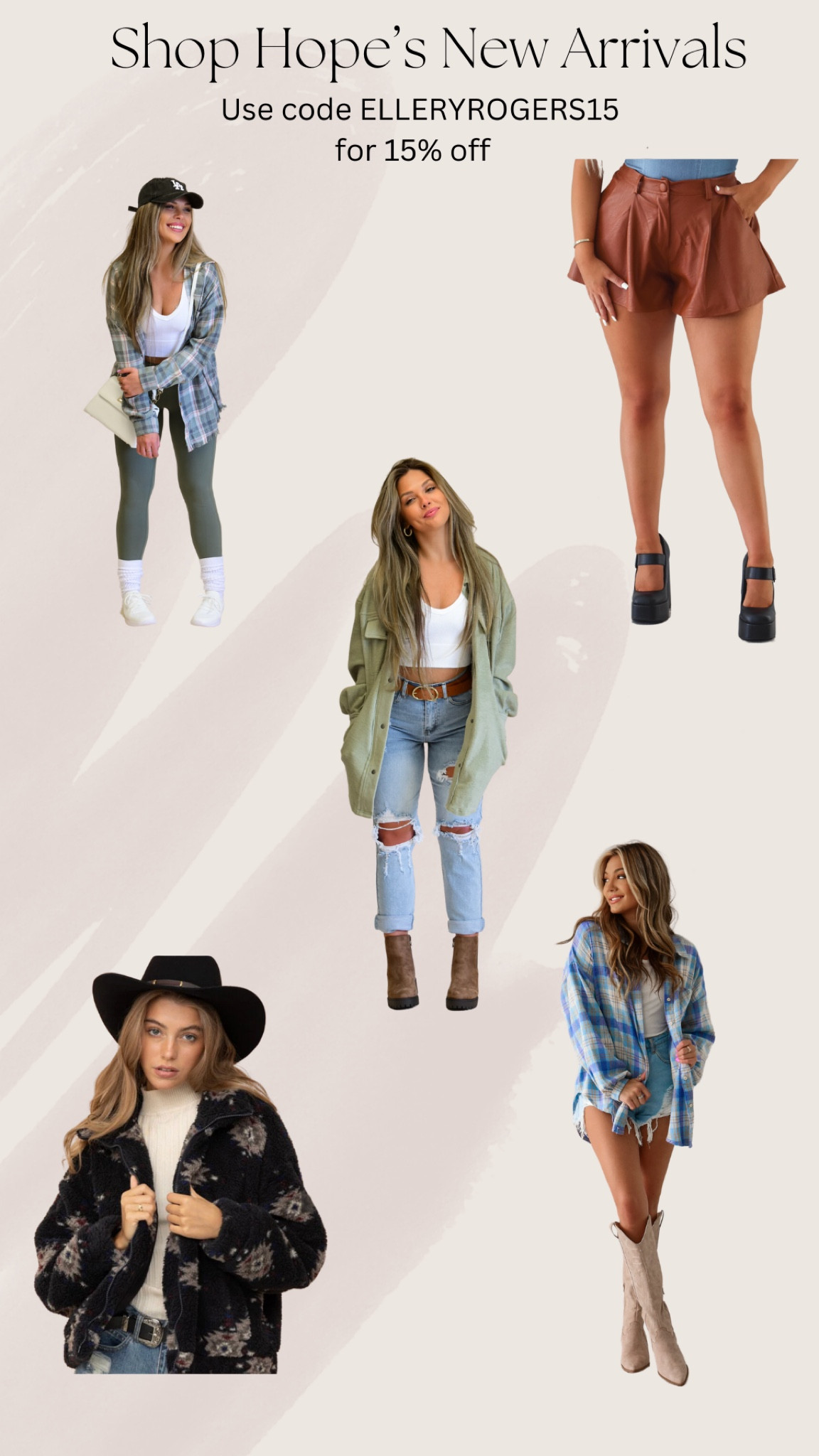 Shop Hope’s boutique, fall finds, shop Hope’s, new arrivals, shackets, plaid shirt, leather shorts