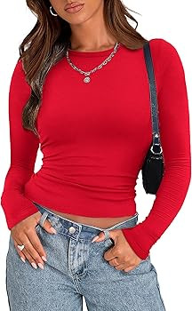 Zeagoo Womens Long Sleeve Stretch Crewneck Ribbed T-Shirt Slim Fit Casual Basic Tops S-XXL | Amazon (US)